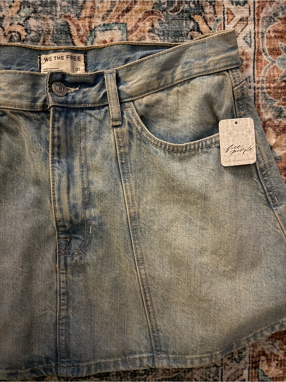 NWT FREE PEOPLE We The Free Light Blue Denim Mini Skirt - NEW